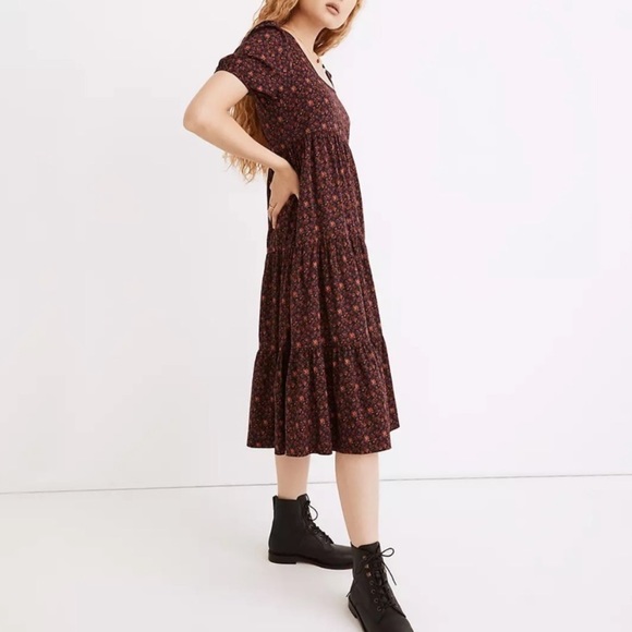 Madewell Dresses & Skirts - Madewell Aidy Square-neck Tiered Midi Dress in Orchard Floral